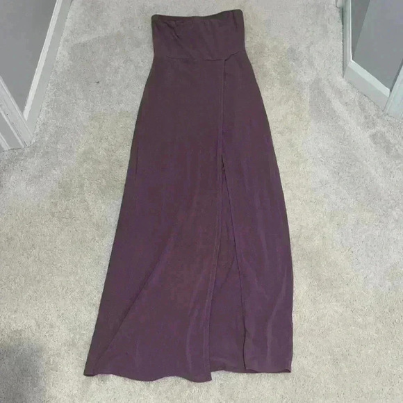 Express Purple Strapless Maxi Dress with overlay - Picture 2 of 4